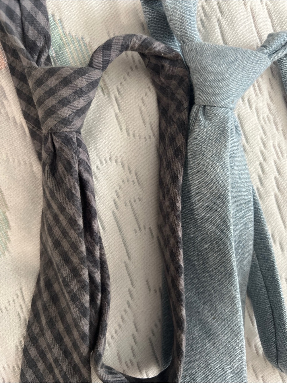 Boys Gray Plaid & Light Blue Solid Neckties